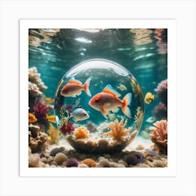 Fish In A Glass Ball Art Print