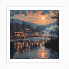 長閑な秋の夜、南木曽村 Peaceful Automn Evening In Nagiso Village (VI) Art Print