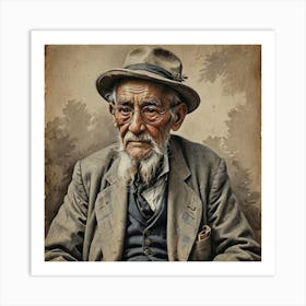 Old Man With Hat Art Print