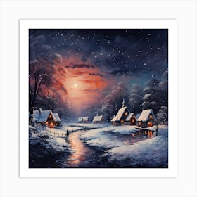 Cozy Retro Yule Dreams 1 Art Print