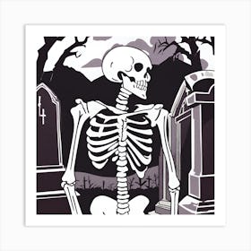 Skeleton In Cemetery Art Print