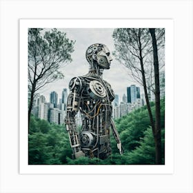 Robot In The Forest 2 Art Print