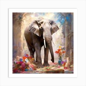 Elephant In The Garden Art Print