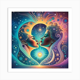 Two Women Kissing Art Print