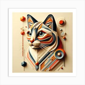 3d Cat Art Art Print