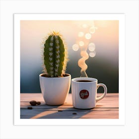 Coffee And Cactus Art Print