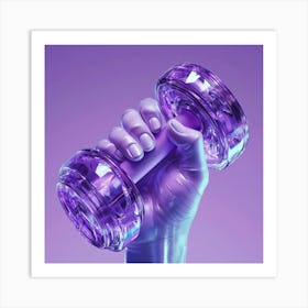 Purple Hand Holding A Dumbbell Poster