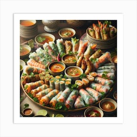 A Beautifully Arranged Spring Roll Medley Featurin Art Print