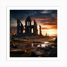 Ruins At Sunset Art Print