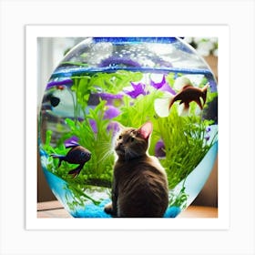 Cat In A Fish Bowl Art Print