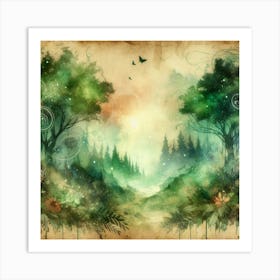 Watercolor Of A Forest 7 Art Print