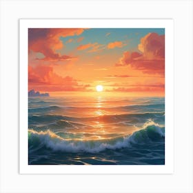 Sunset Over The Ocean Art Print