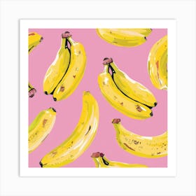 Bananas On Pink Background 7 Art Print