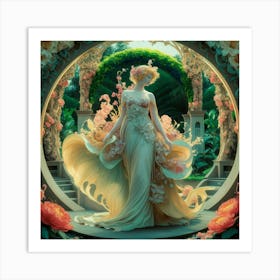 Lady In A Garden 5 Art Print