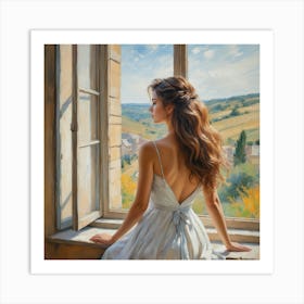 Lady In The Window Art Print