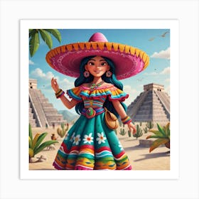Mexican Girl In Sombren 2 Art Print