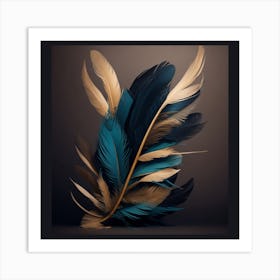 Golden Christmas Glow feather Art Print
