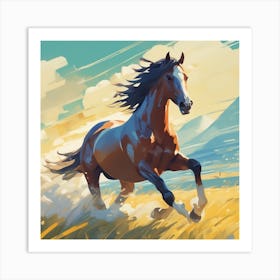 Horse Running In The Field 4 Art Print