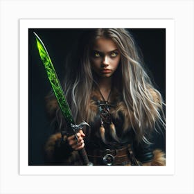 Viking Girl With Sword Art Print