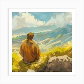 Man In The Mountains Art Print