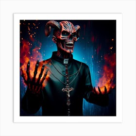 Devil In Flames Art Print