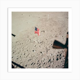 The Flag Of The United States And The Footprints Of Astronauts Neil A Art Print