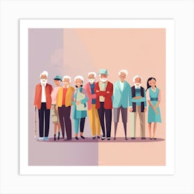 Old People In A Group 1 Art Print