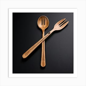 Spoon Fork Knife Utensil Dining Bamboo Ecofriendly Branding Reusable Sustainable Engravin (1) Art Print