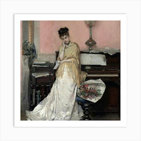 Lady By The Piano Art Print