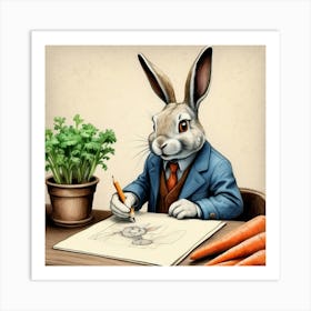 Rabbit Drawing 4 Art Print