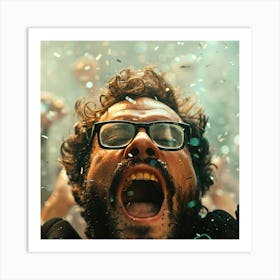 Man Celebrating With Confetti Art Print