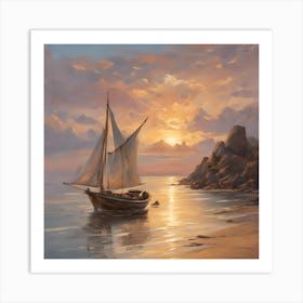 Sailboat At Sunset Art Print