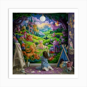 Fairytale Forest wall art for children room, kids room decor, kids art print  Art Print