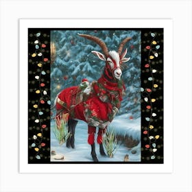 Santa Goat Art Print