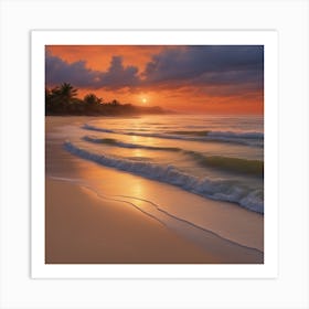 Quiet Beach At Dusk Art Print