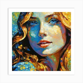 Woman With Blue Eyes yu Art Print