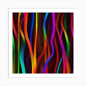 Abstract Colorful Wavy Lines Art Print