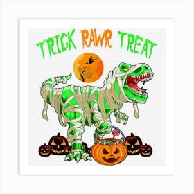 Trick Rawr Treat Halloween Dinosaur Trex Boys Toddler Kids Art Print