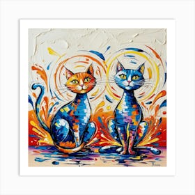 Two Cats 12 Art Print