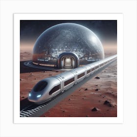 Futuristic Train On Mars Art Print