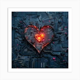 Heart On A Circuit Board 1 Art Print