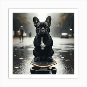 French Bulldog On a Skateboard 2 Print Art Print