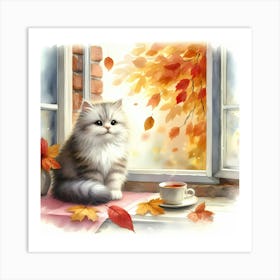 Cat On The Window Sill Art Print