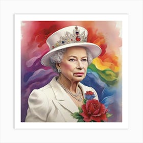 Elizabeth Platinum Jubilee Rainbow Art Print 2 Art Print