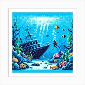 8-bit underwater scene 3 Art Print