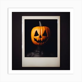 Halloween Pumpkin Selfie Polaroid Frame Art Print