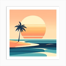 Sunset On The Beach 1 Art Print