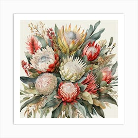 Australian Native Bouquet With Protea Art Print Art Print