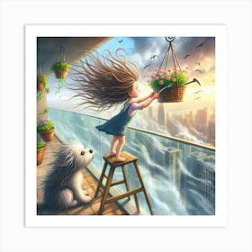 Little Girl And Dog Art Print