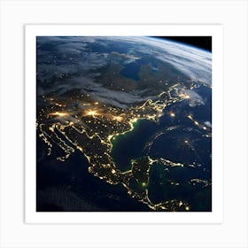 Earth At Night 18 Art Print